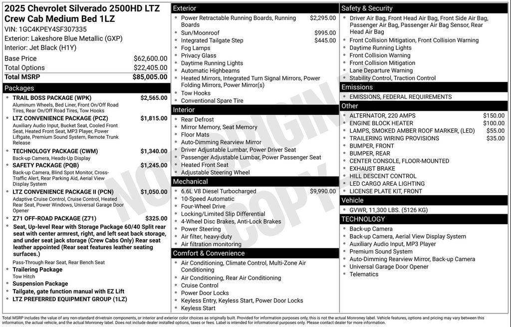 new 2025 Chevrolet Silverado 2500 car, priced at $78,037
