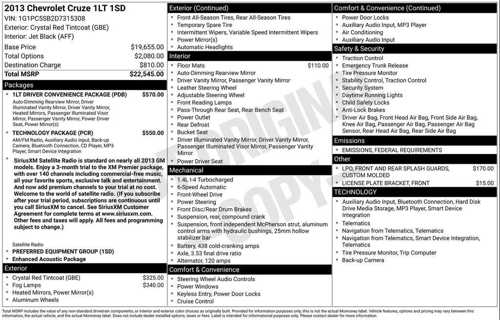 used 2013 Chevrolet Cruze car, priced at $5,643