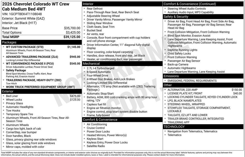 new 2026 Chevrolet Colorado car, priced at $38,515