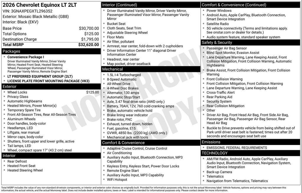 new 2026 Chevrolet Equinox car, priced at $29,951
