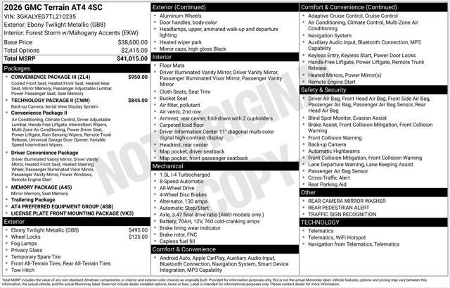 new 2026 GMC Terrain car, priced at $42,410