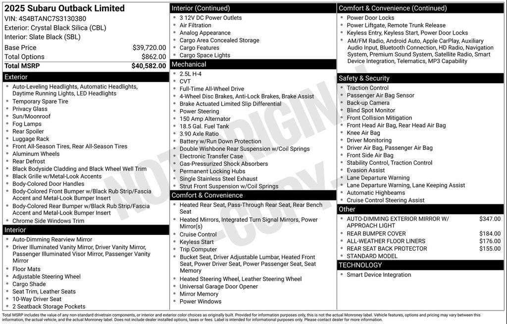 used 2025 Subaru Outback car, priced at $35,980