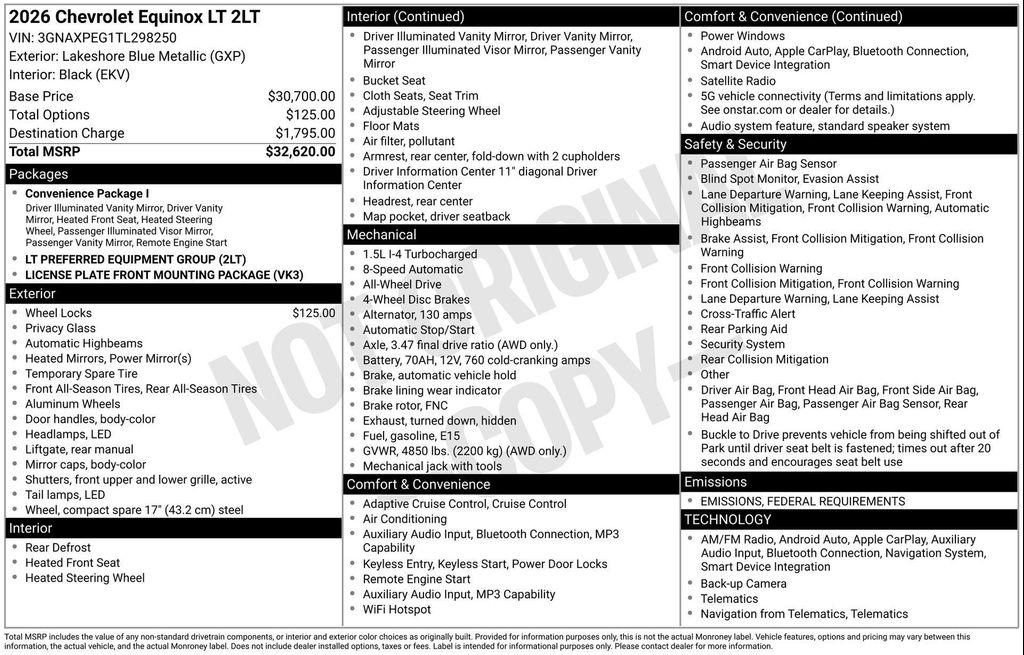 new 2026 Chevrolet Equinox car, priced at $29,951