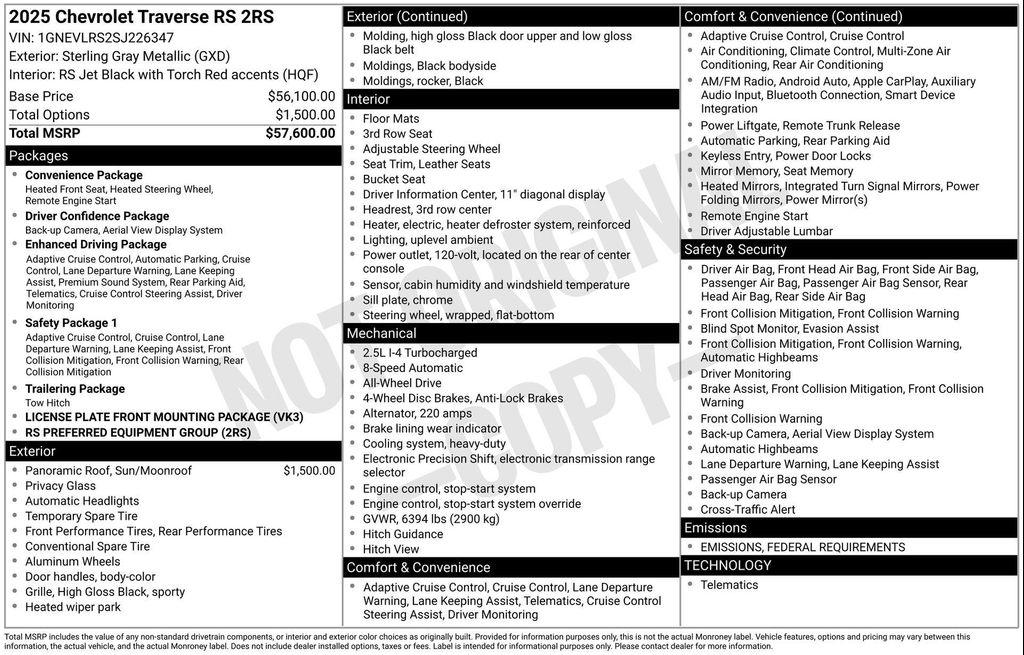 used 2025 Chevrolet Traverse car, priced at $52,312