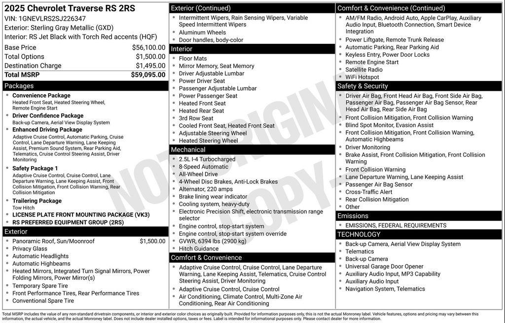 used 2025 Chevrolet Traverse car, priced at $50,684