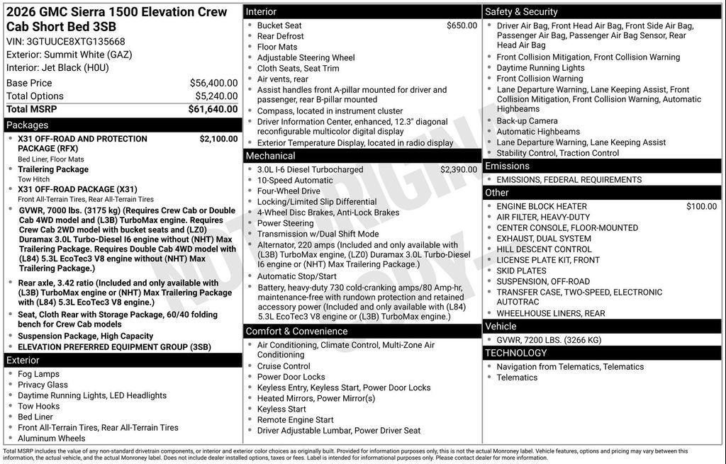 new 2026 GMC Sierra 1500 car, priced at $56,530