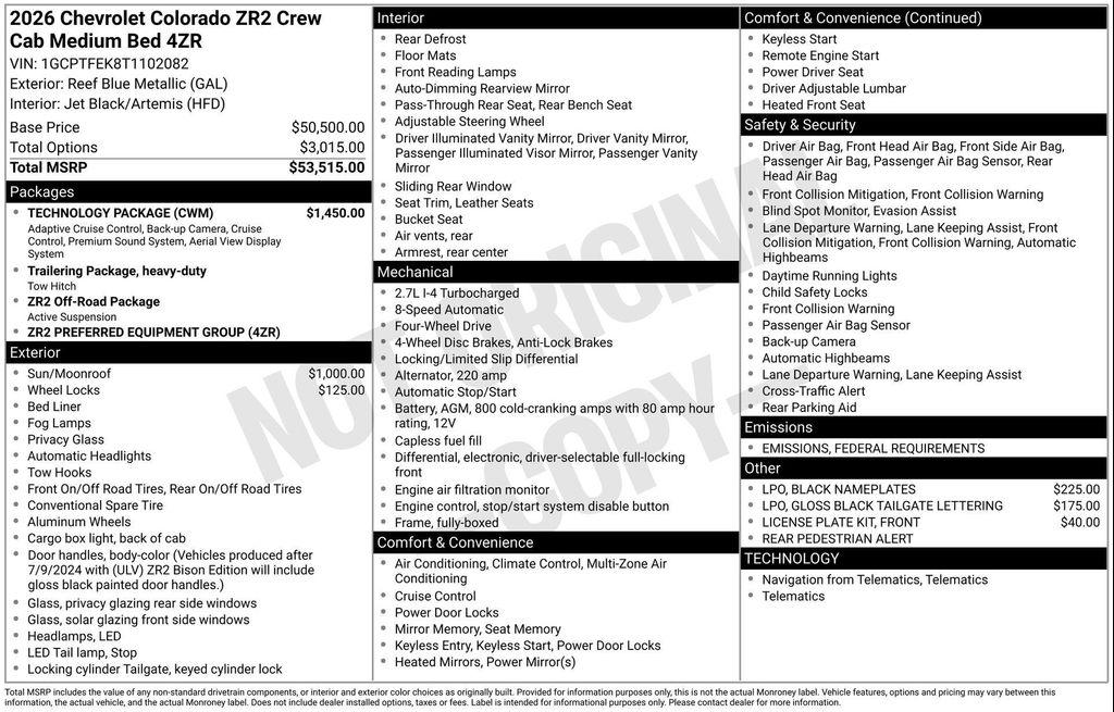 new 2026 Chevrolet Colorado car, priced at $54,118
