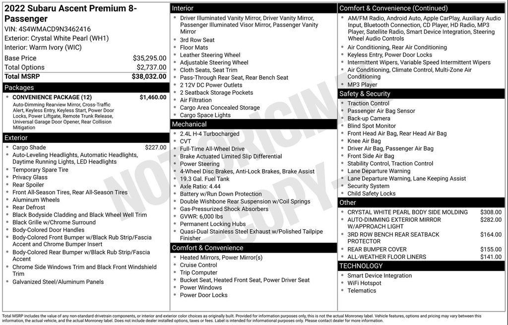 used 2022 Subaru Ascent car, priced at $23,566