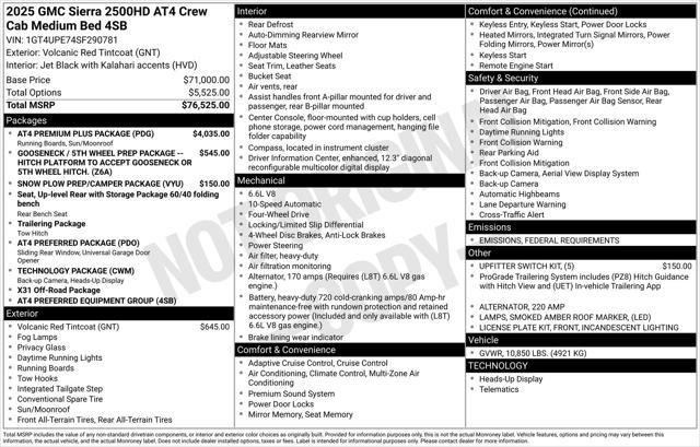 new 2025 GMC Sierra 2500 car, priced at $74,220