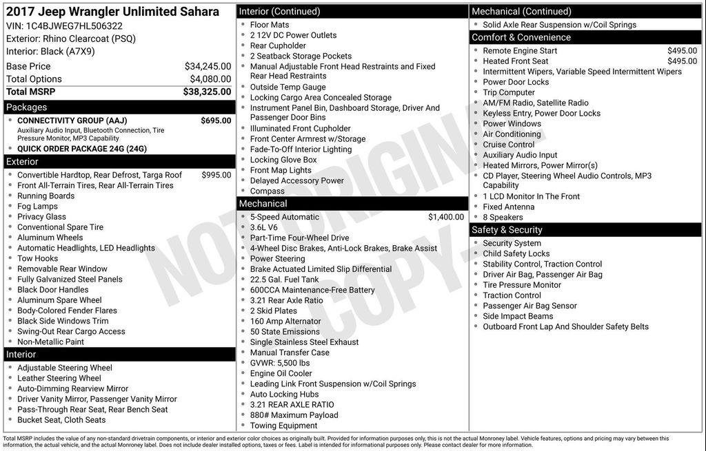 used 2017 Jeep Wrangler Unlimited car, priced at $21,377