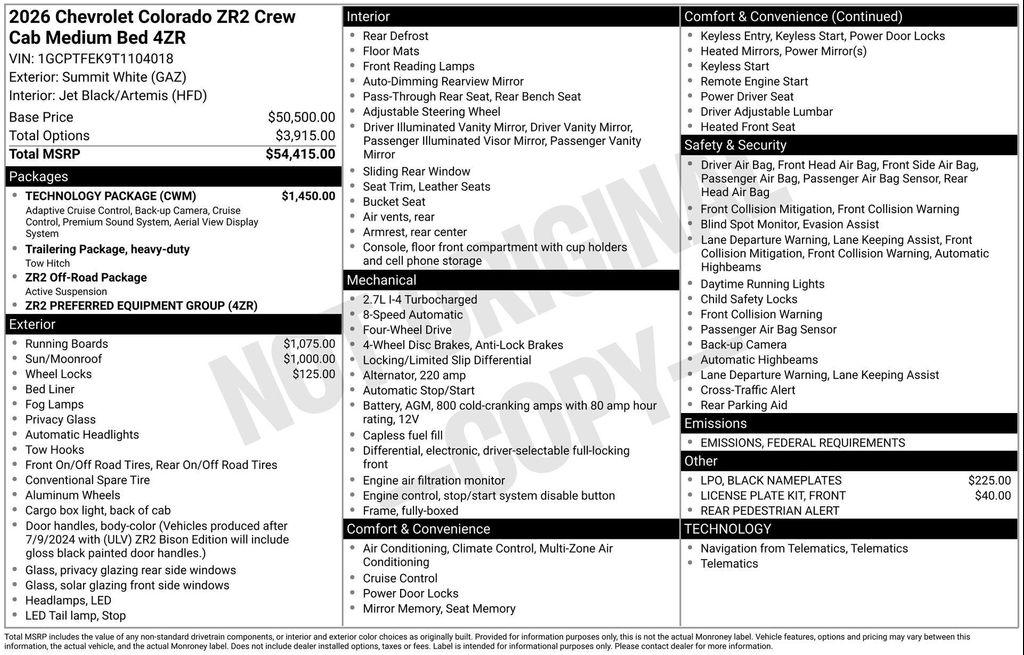 new 2026 Chevrolet Colorado car, priced at $51,733