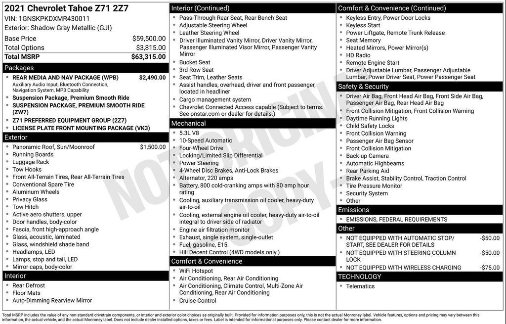 used 2021 Chevrolet Tahoe car, priced at $44,323
