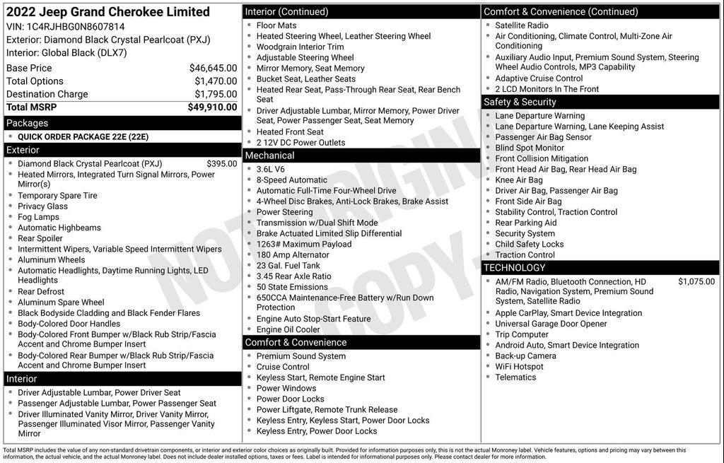 used 2022 Jeep Grand Cherokee car, priced at $29,745