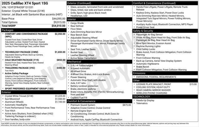 used 2025 Cadillac XT4 car, priced at $47,999