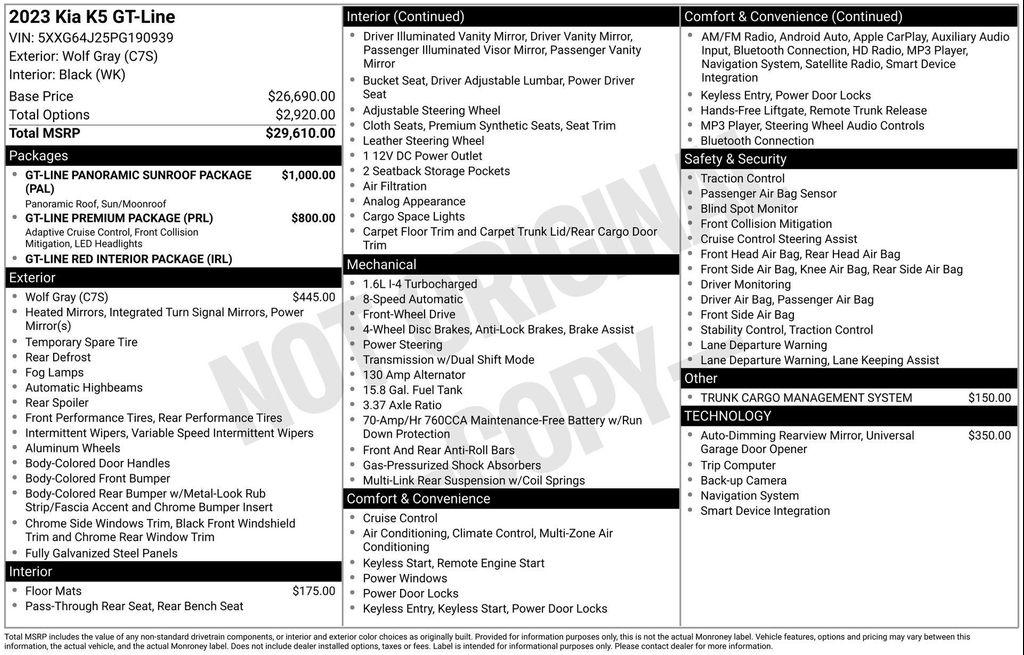 used 2023 Kia K5 car, priced at $25,353