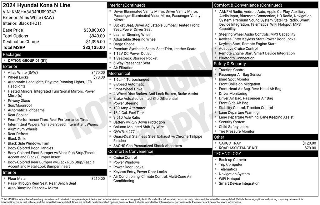 used 2024 Hyundai Kona car, priced at $24,652