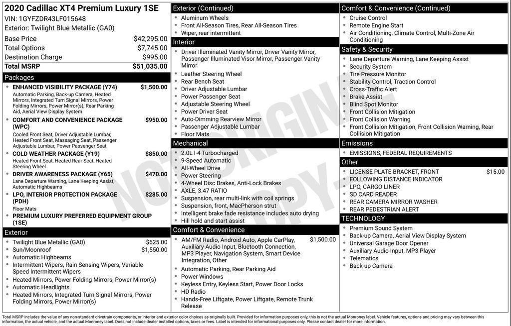 used 2020 Cadillac XT4 car, priced at $21,577