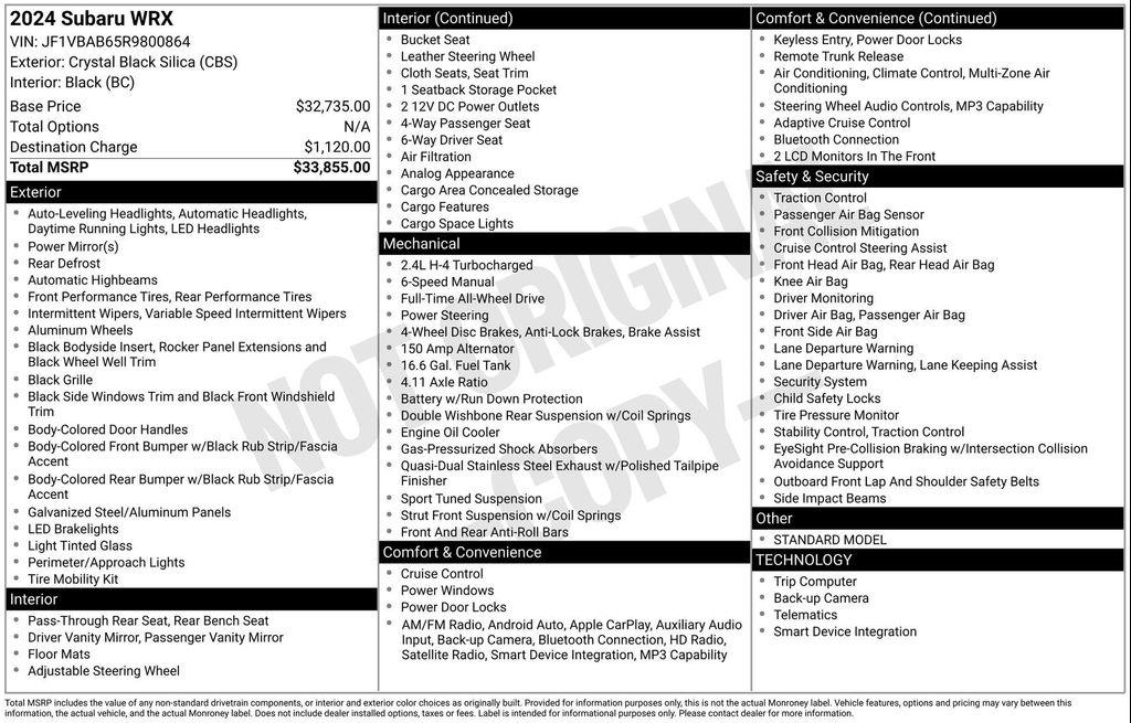 used 2024 Subaru WRX car, priced at $27,952