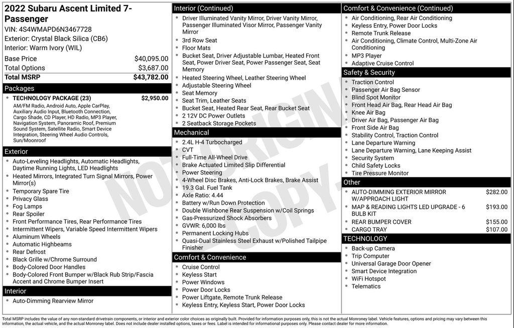used 2022 Subaru Ascent car, priced at $32,997