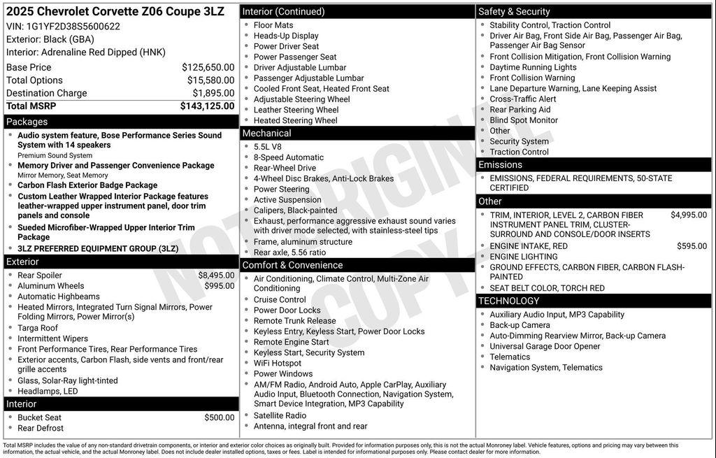 used 2025 Chevrolet Corvette car, priced at $122,073