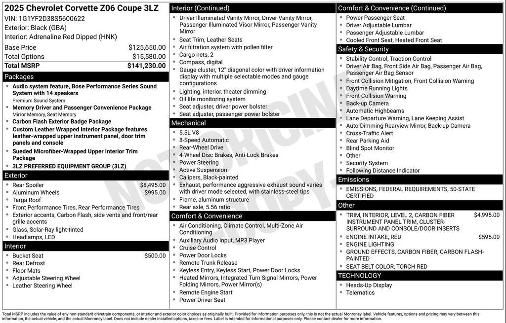 used 2025 Chevrolet Corvette car, priced at $131,589