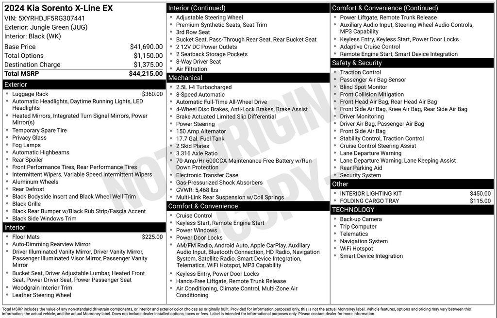 used 2024 Kia Sorento car, priced at $36,945