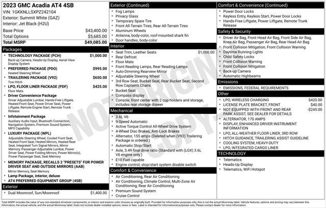 used 2023 GMC Acadia car, priced at $37,896