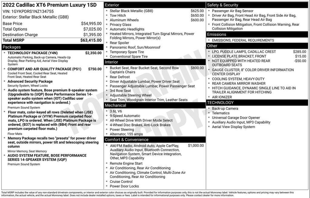 used 2022 Cadillac XT6 car, priced at $35,047