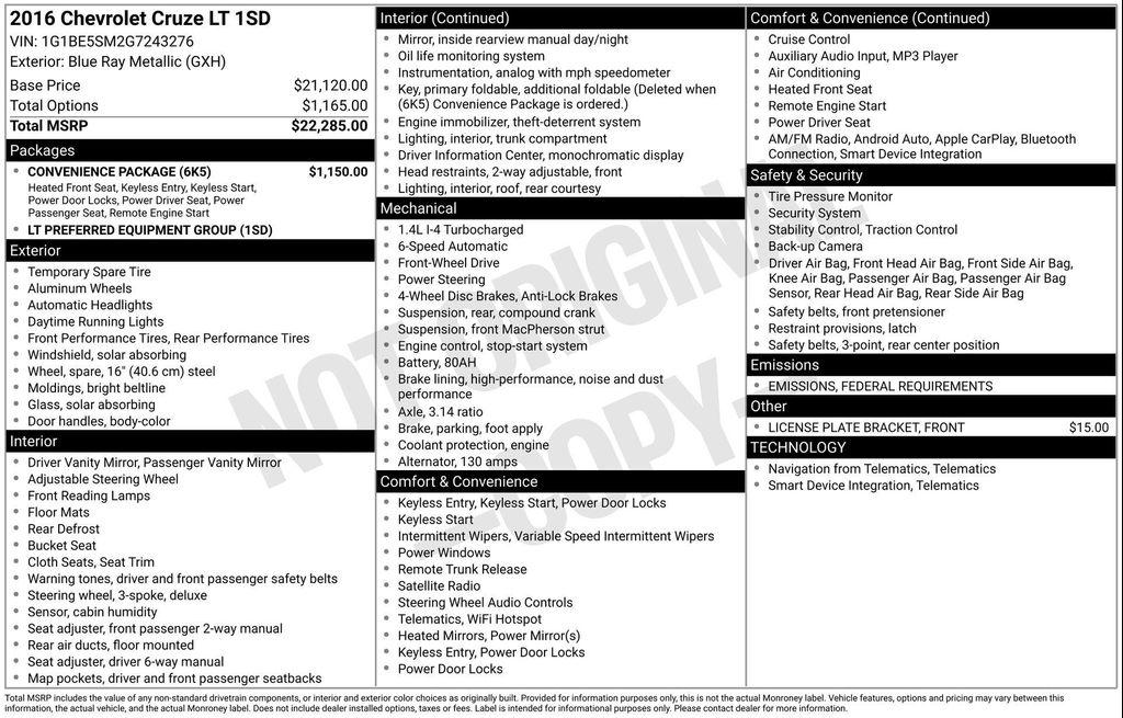 used 2016 Chevrolet Cruze car, priced at $10,571