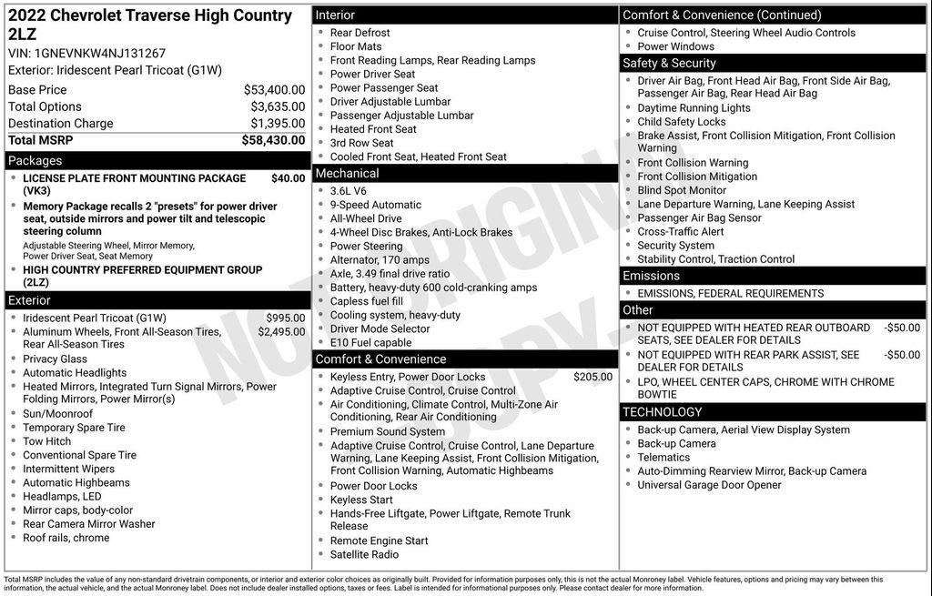 used 2022 Chevrolet Traverse car, priced at $30,779