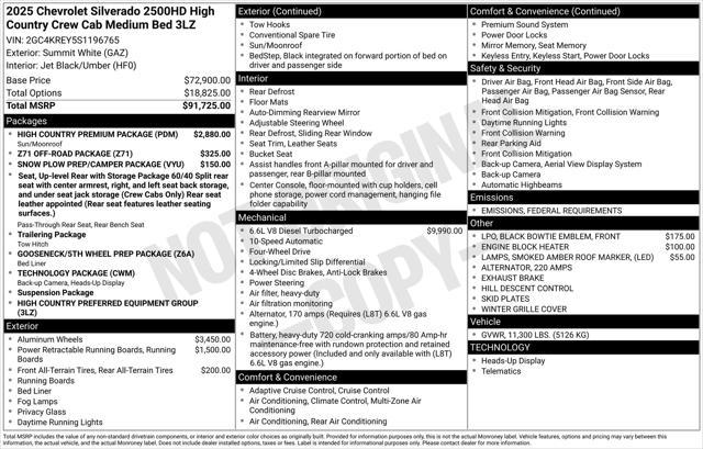 new 2025 Chevrolet Silverado 2500 car, priced at $88,989