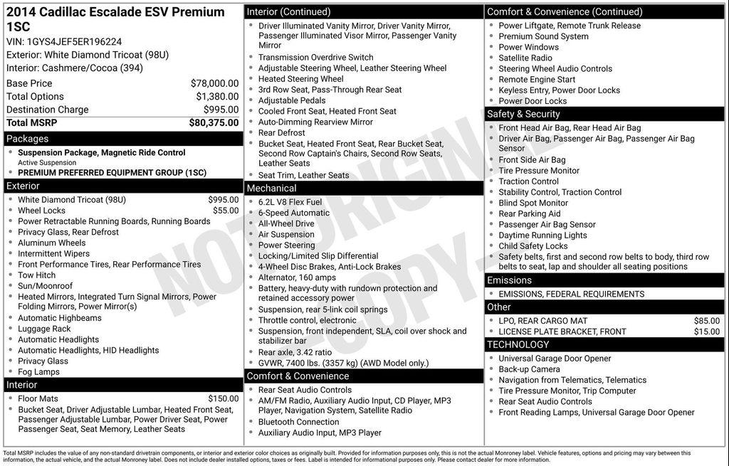 used 2014 Cadillac Escalade ESV car, priced at $20,618