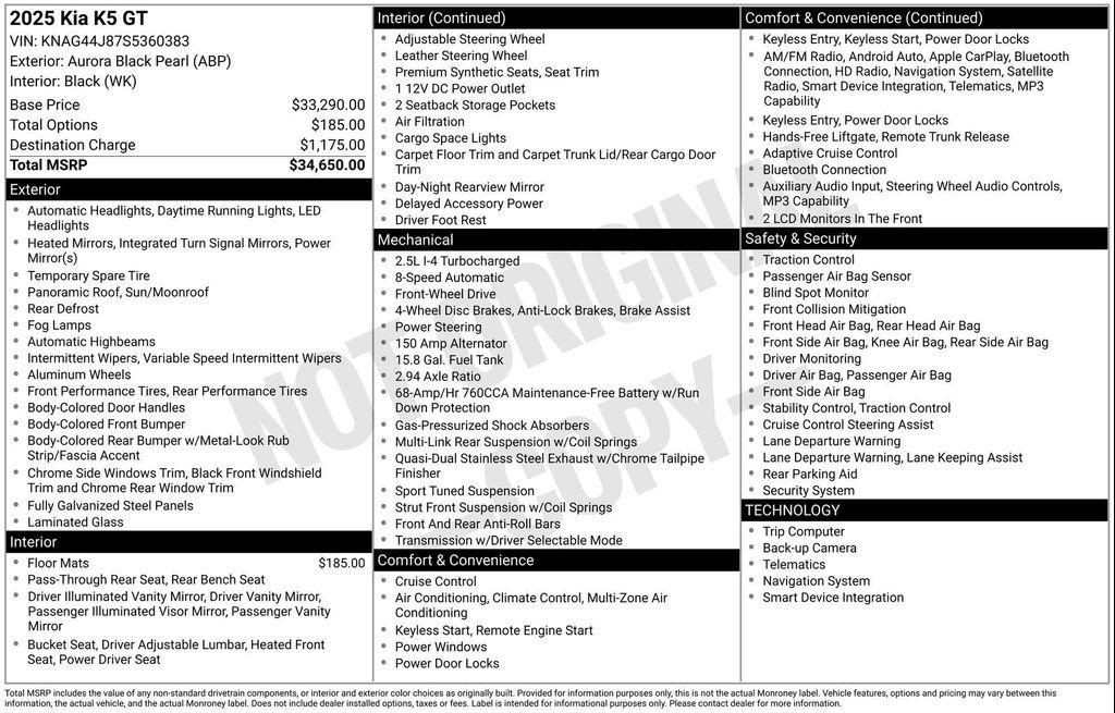 used 2025 Kia K5 car, priced at $31,477