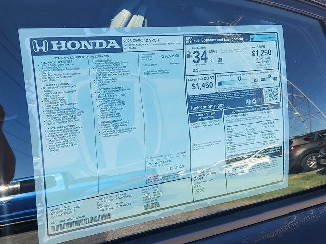 new 2026 Honda Civic car, priced at $26,540