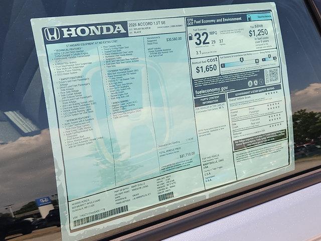 new 2025 Honda Accord car, priced at $30,274