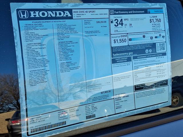 new 2025 Honda Civic car, priced at $26,600