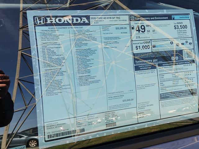 new 2026 Honda Civic Hybrid car, priced at $31,921