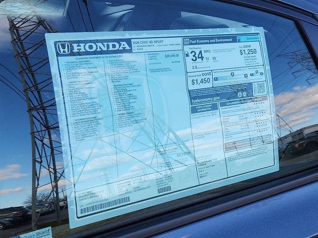 new 2026 Honda Civic car, priced at $26,540