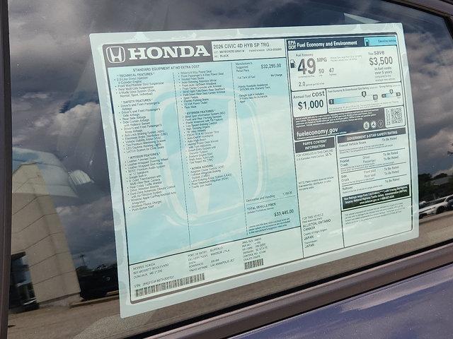 new 2026 Honda Civic car, priced at $31,443