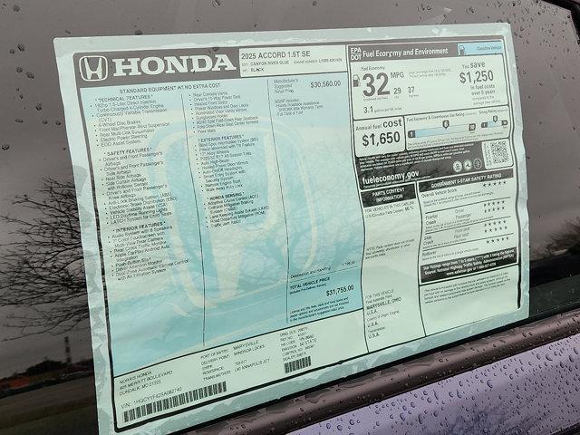new 2025 Honda Accord car, priced at $30,319