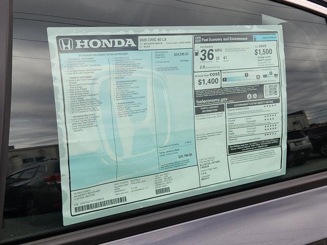 new 2026 Honda Civic car, priced at $24,757