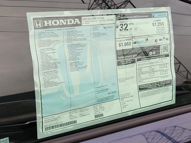 new 2025 Honda Accord car, priced at $30,319