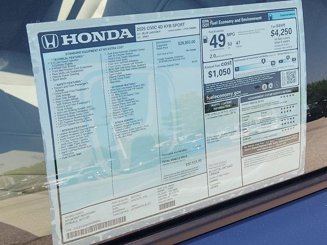 new 2025 Honda Civic Hybrid car, priced at $29,173