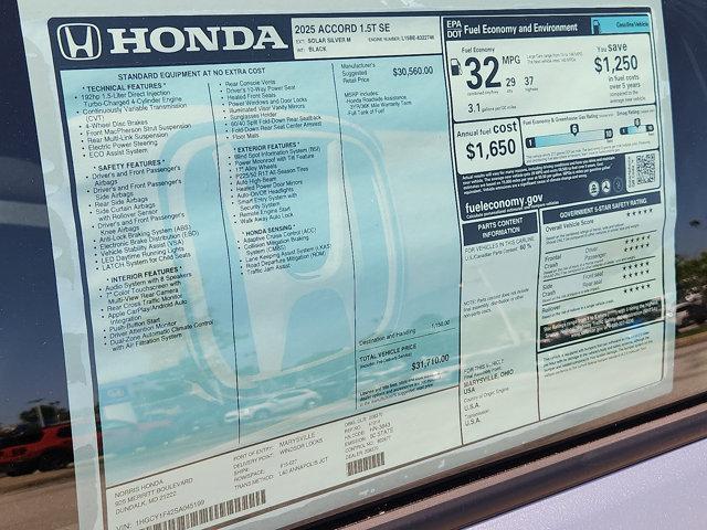 new 2025 Honda Accord car, priced at $30,274