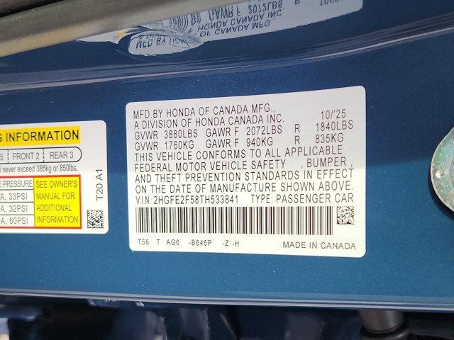 new 2026 Honda Civic car, priced at $26,974