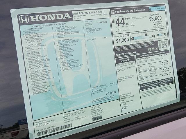 new 2025 Honda Accord Hybrid car, priced at $33,655