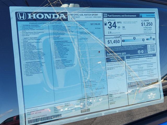 new 2026 Honda Civic car, priced at $28,117