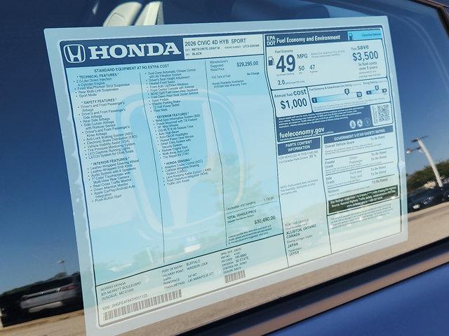 new 2026 Honda Civic Hybrid car, priced at $29,113