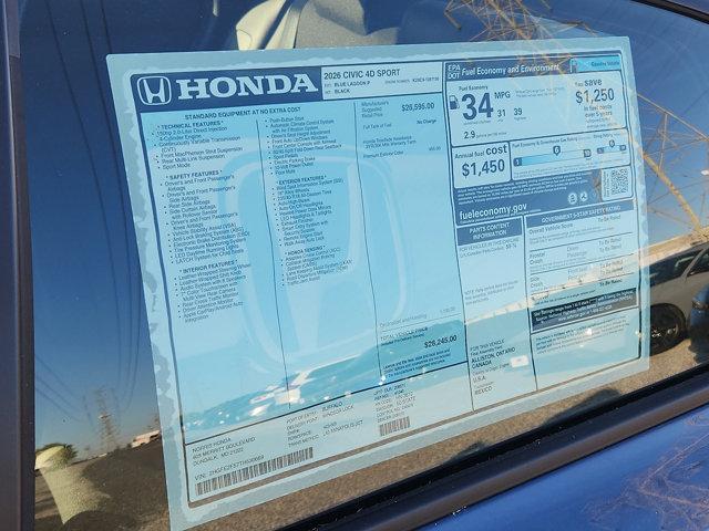 new 2026 Honda Civic car, priced at $27,407
