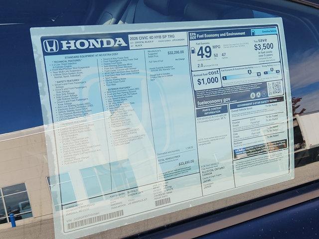 new 2026 Honda Civic Hybrid car, priced at $31,488